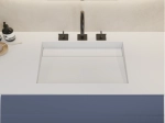 Plan vasque Design, fabrication sur mesure, Largeur 60 à 200 cm x Profondeur 40 à 60 cm, résine minérale ACRYSTONE® SOLID-SURFACE Finition lisse blanc mate, Livraison Offerte et Rapide.